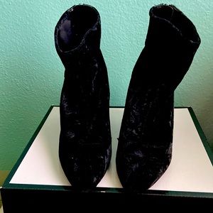 Velvet ankle booties